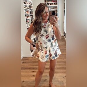 Commense Seashell Print Two-Piece Set